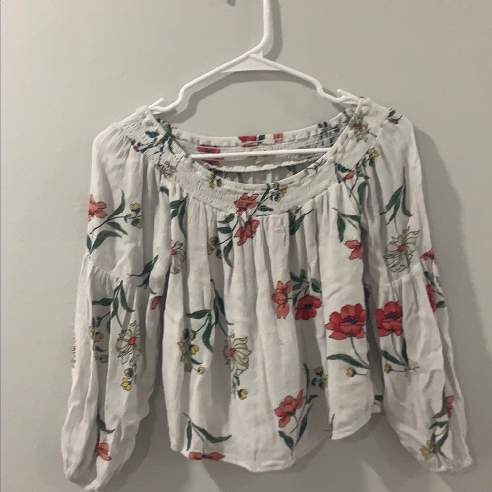 Floral Hollister Off the Shoulder Top!